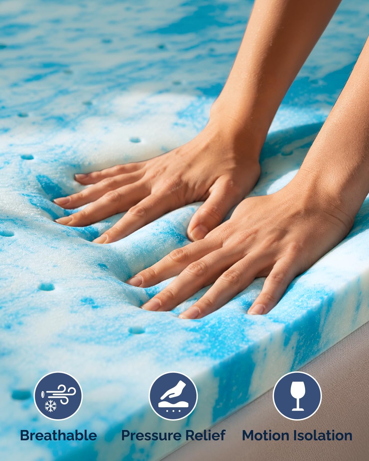4 Inch King Memory Foam Mattress Topper - Cooling Gel Mattress Pad