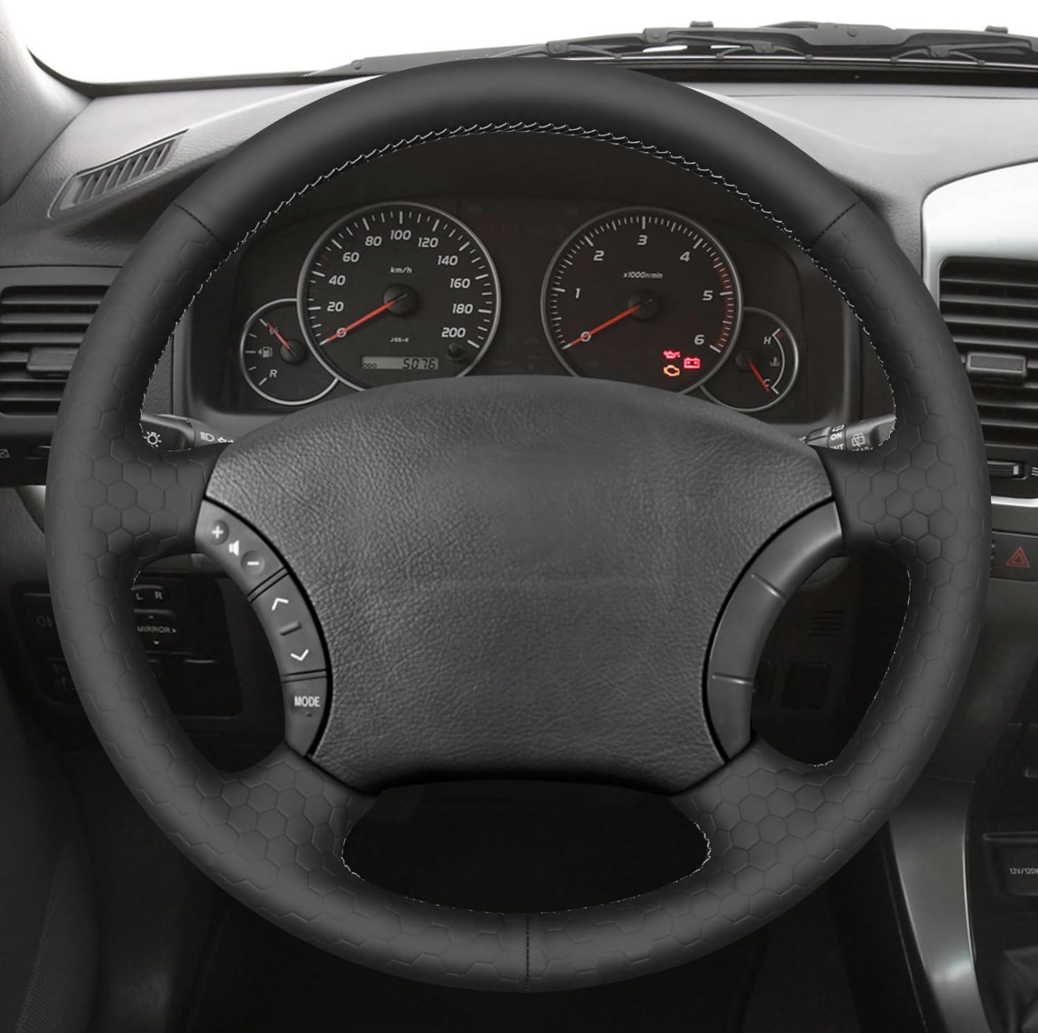 MEWANT Toyota Land Cruiser Hand Sewn Steering Wheel Cover Wrap for Toyota Land Cruiser Prado 120 2004-2009 Land Cruiser 1995-2007 Tacoma 2005-2011 / 4Runner 2003-2009 / Hilux 2009-2011