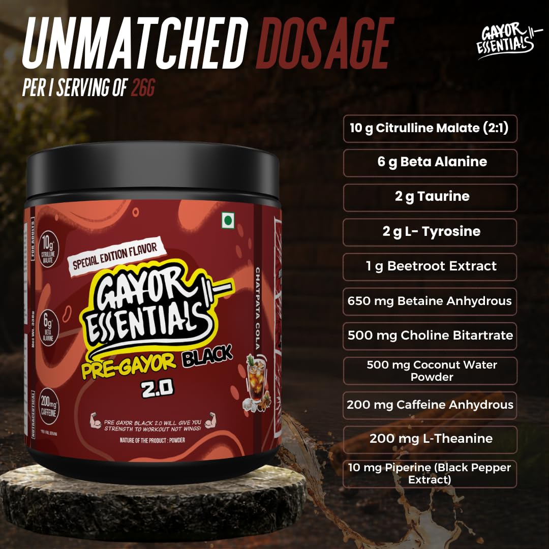 Pre Gayor Black 2.0 Optimally Dosed Pre-Workout (Cola,338g) — Amazon image 3