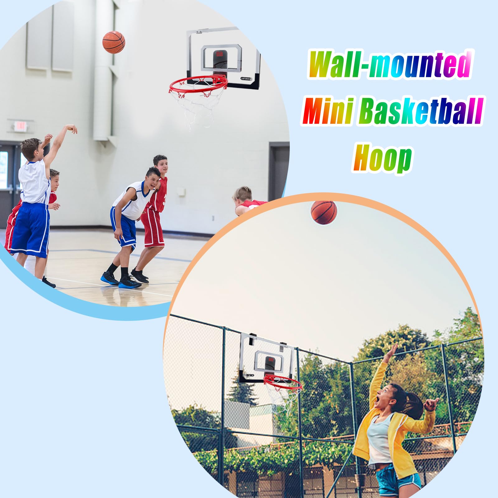 Mini Basketball Innenrahmen mit elektronischem Score Board 40x30 cm Backboard Wandbefestigung Sport Spiel Geschenkbox
