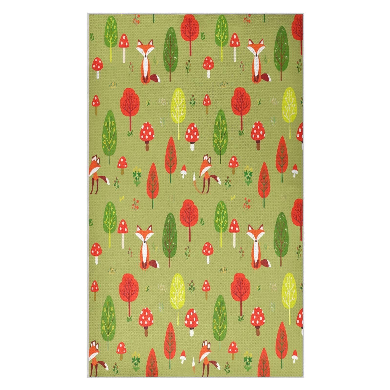BURSTDDY Cartoon Fox Kitchen Towels,Absorbent Dish Towels 2 Pack