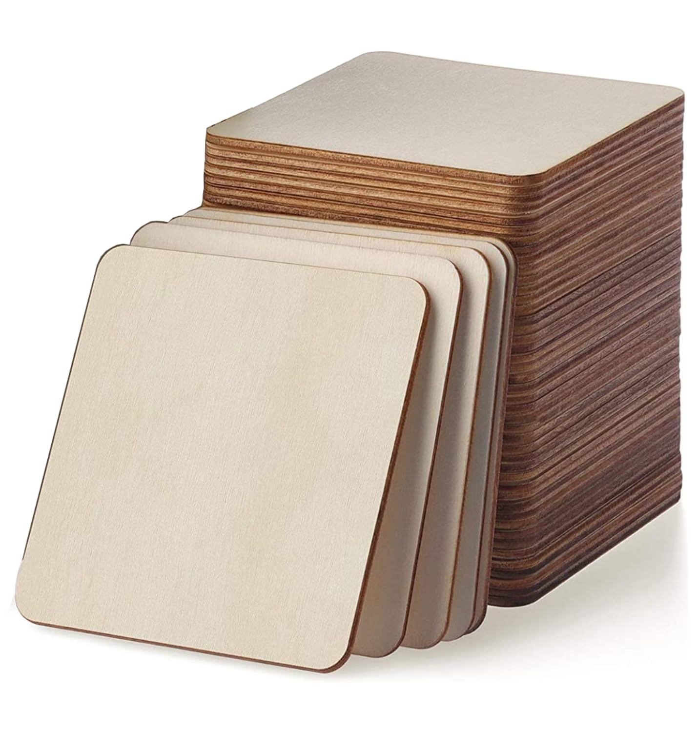 Thiecoc Wood Pieces 80 Pcs 7.6cm Wood Board Wooden Squares Cutout Tiles, Natural Rustic Craft Wood for Home Decoration, DIY Supplies