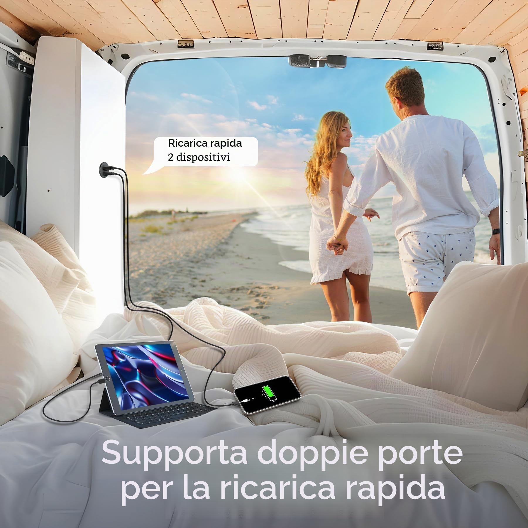 Presa USB 12V Camper Auto, Alluminio Dual Porta Tipo C PD 3.0 20W Caricatore per Roulotte Barca Camion, Carica Rapida 2pcs