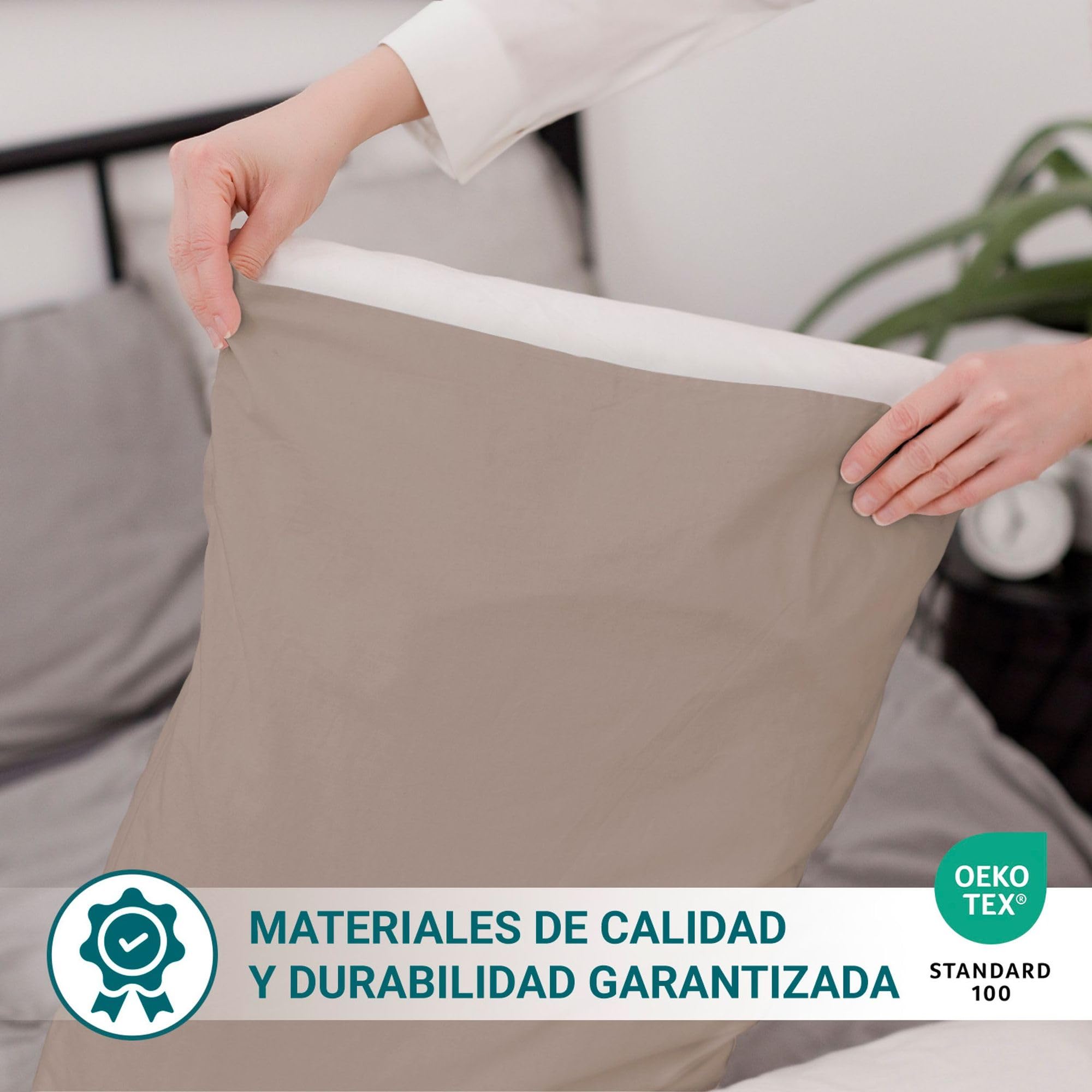 ECOMMERC3 | Zestaw 2 poszewek na poduszki 50 x 90 cm, bardzo miękki i wygodny - poszewka na poduszkę w kolorze ziemi wyprodukowana w Hiszpanii, oddychająca, łatwa do prania