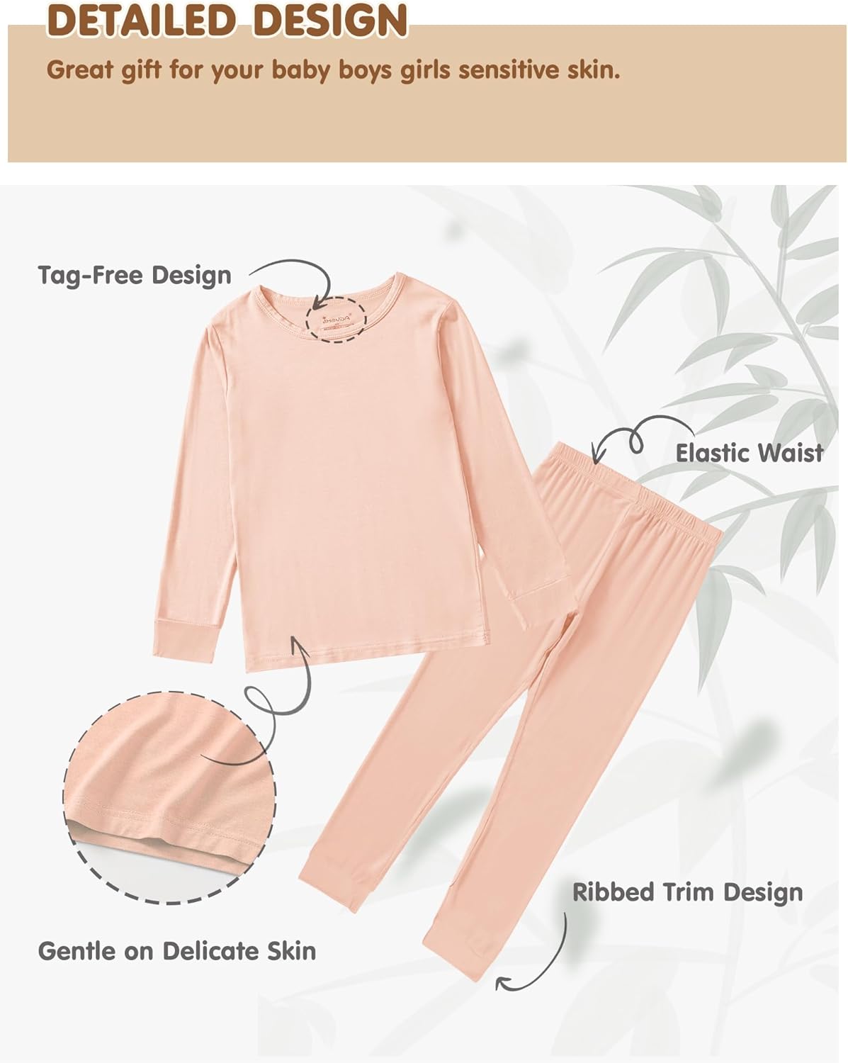 Jimonda Baby Boys Girls Pajama Sets Toddler Long Sleeve Sleepwear Sets Rayon from Bamboo Pajamas Sets 4pcs PJs 18M-8Y - Image 5