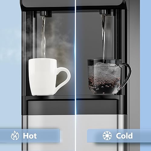 Miniatura 4 de Euhomy Dispensador de agua de carga superior, dispensador de agua fría y caliente para botellas de 3 o 5 galones, cerradura de seguridad para niños,
