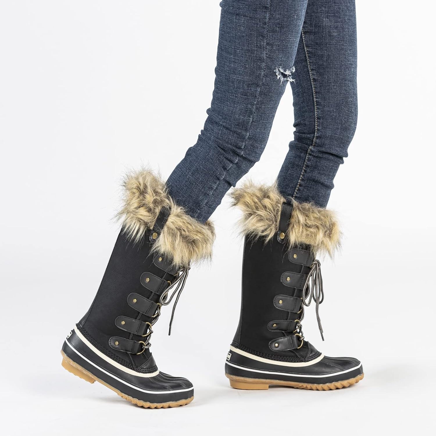 GAWBAW Winter Snow Boots for Women - Waterproof Duck Boots Fur Lined Snow Booties Rain Boots For Women - Image 3