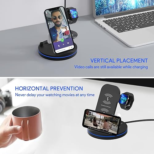 Miniatura 5 de Estación de carga para múltiples dispositivos, base de carga inalámbrica rápida 3 en 1 para iPhone 14131211ProMaxXSXRX8Plus, para iWatch 765432SE,
