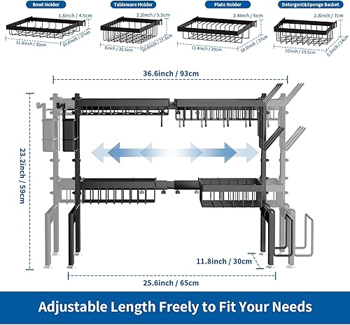 Miniatura 3 de Over The Sink Dish Drying Rack,Expandable 2-Tier Stainless Steel Over The Sink Dish Rack with Utensil Holder Dish Drainers for Kitchen Counter