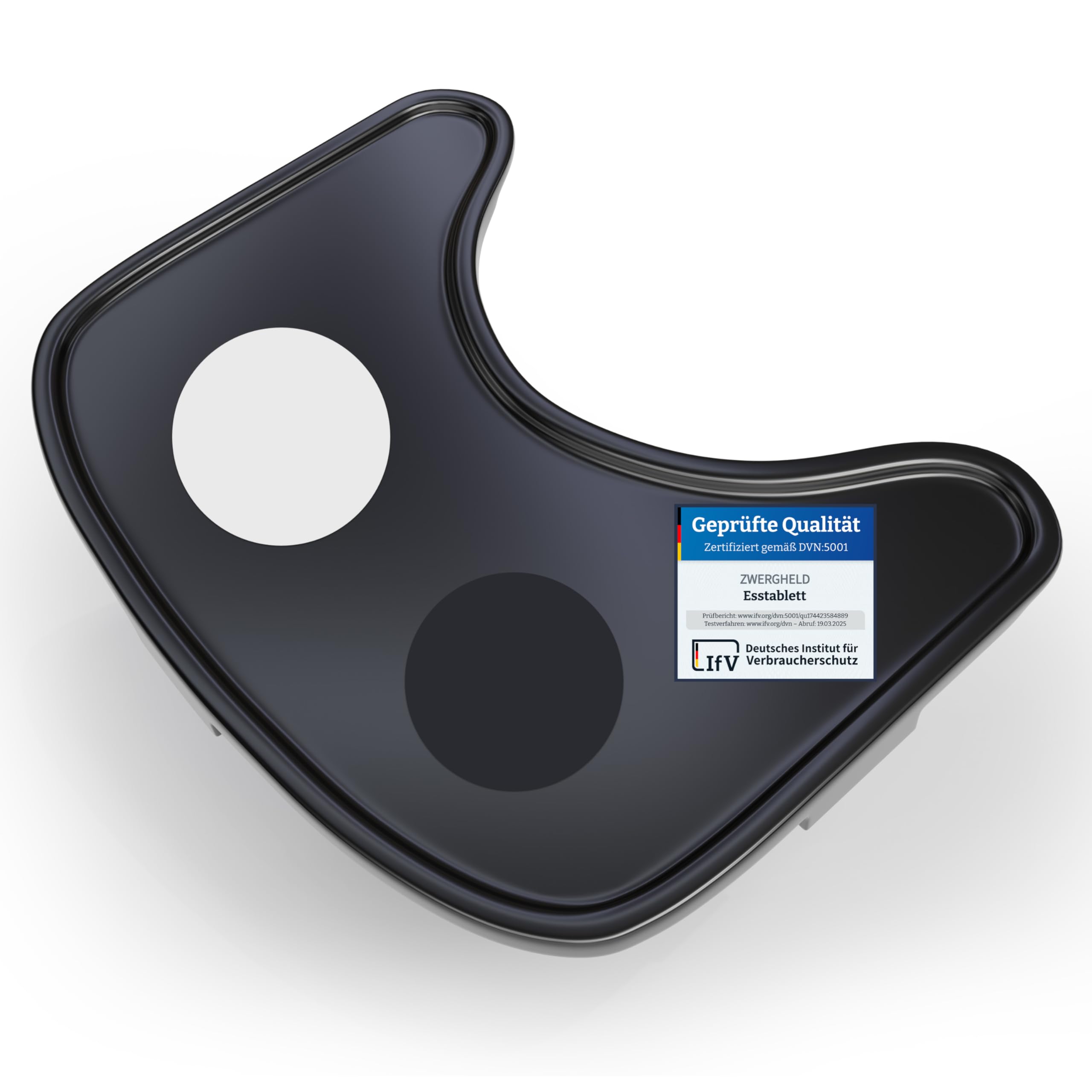ZWERGHELD® Premium Clicktray - Anklick-Esstablett für ZS3 Baby Hochstuhl, Schnelle Klickbefestigung mit Easy-Change Technology, Erhöhtem Rand und Überlaufschutz, Spülmaschienengeeignet (Black)