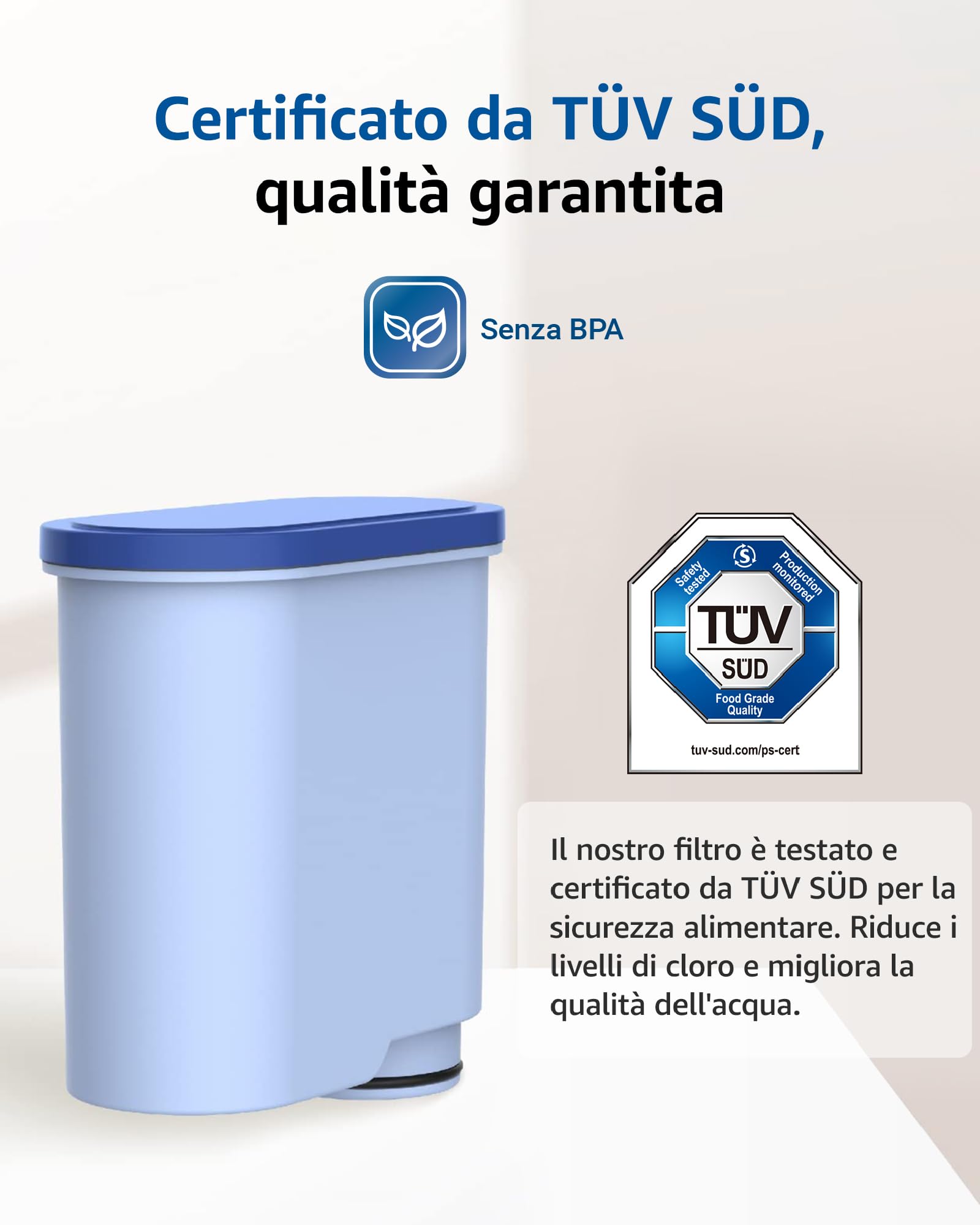 Maxblue Filtro acqua di ricambio compatibile con Philips AquaClean CA6903/10 CA6903/22 CA6903, riduce il contenuto di calcare in acqua, certificato TÜV SÜD, riduce PFAS, PFOA/PFOS (4)