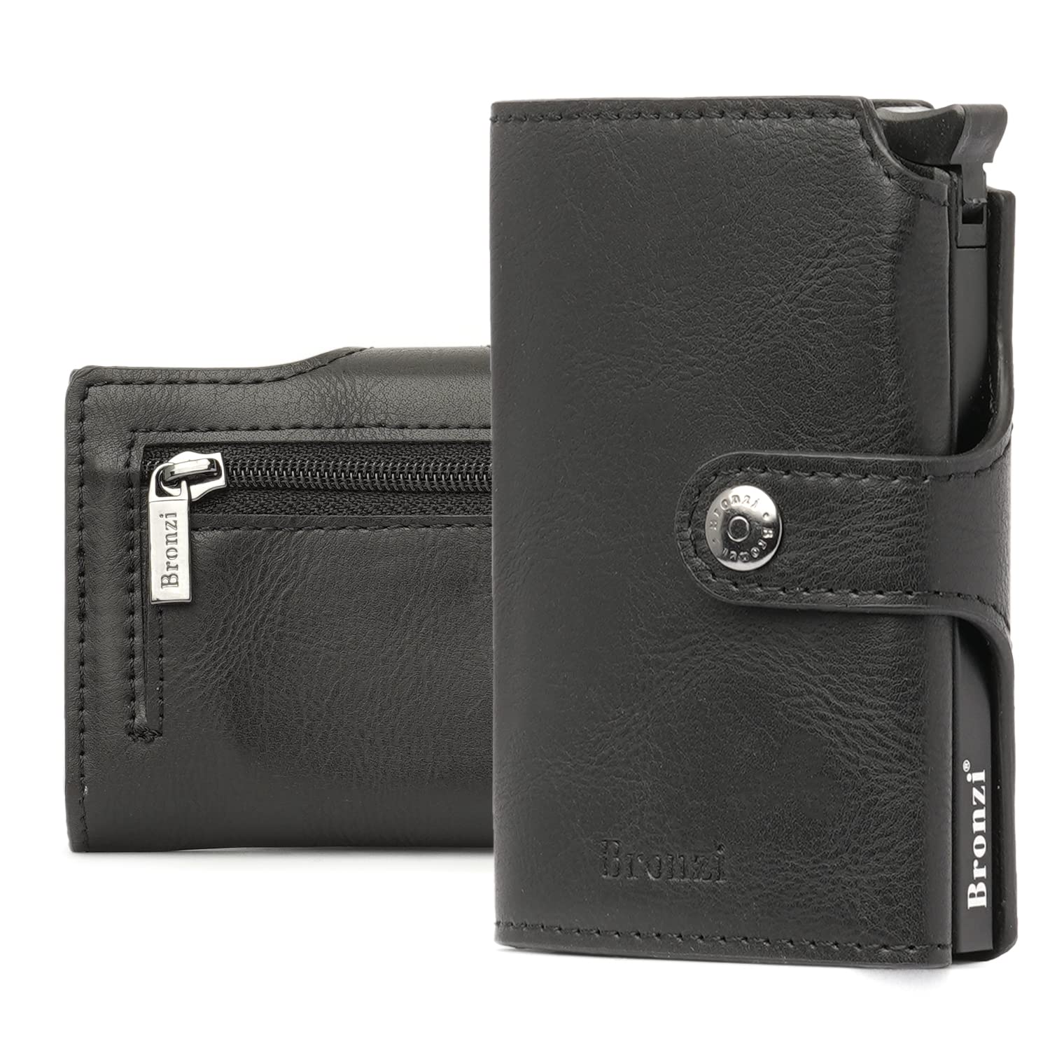 Bronzi® Portafoglio Uomo Slim Piccolo | Portacarte Uomo Donna Portatessere Porta Carte Di Credito | Portafogli Mini Protezione RFID con Portamonete | Box Regalo - Brand Italiano