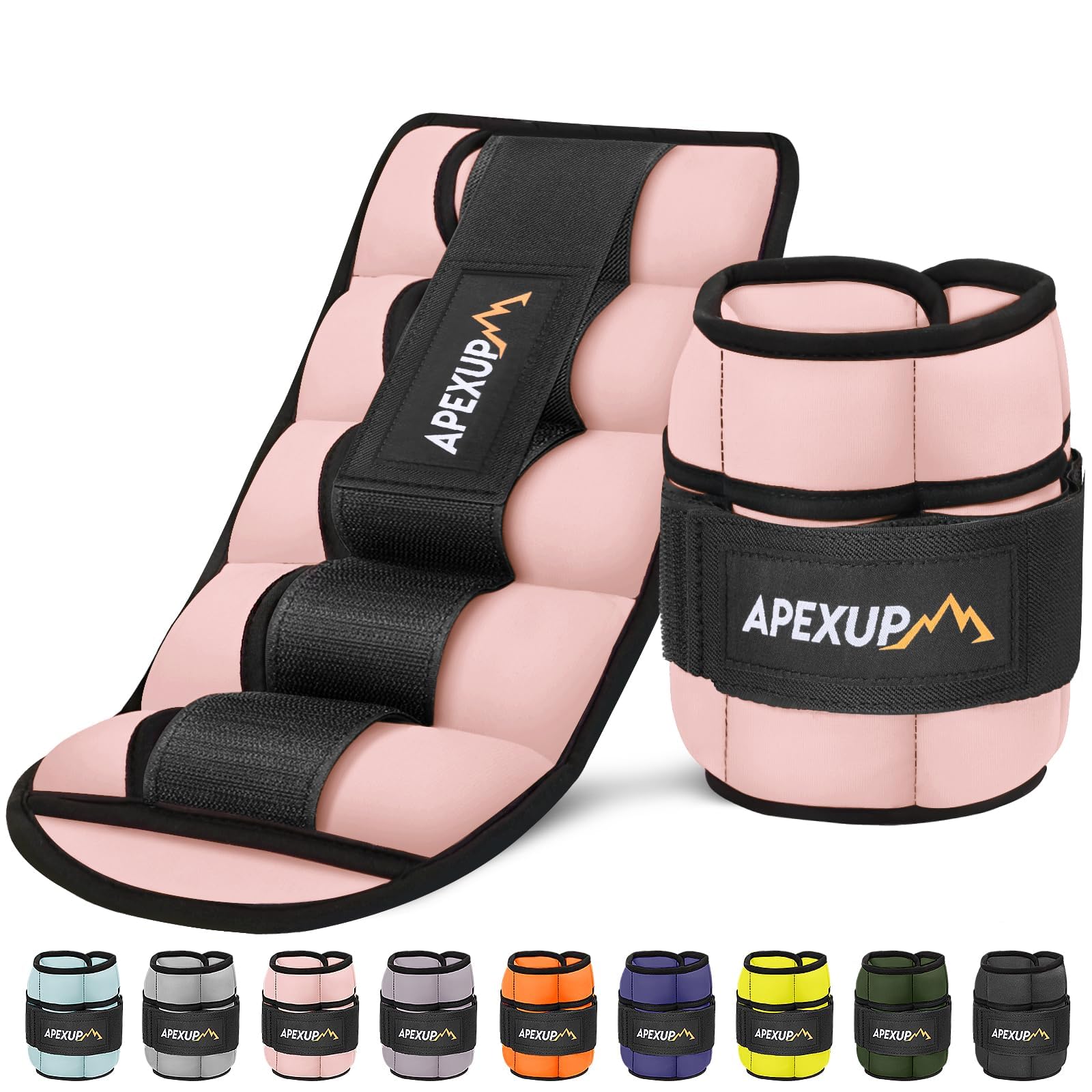 APEXUP 10lbs Pair Adjustable Ankle Weights for Women and Men Modularized Leg Weight Straps for Yoga Walking Running