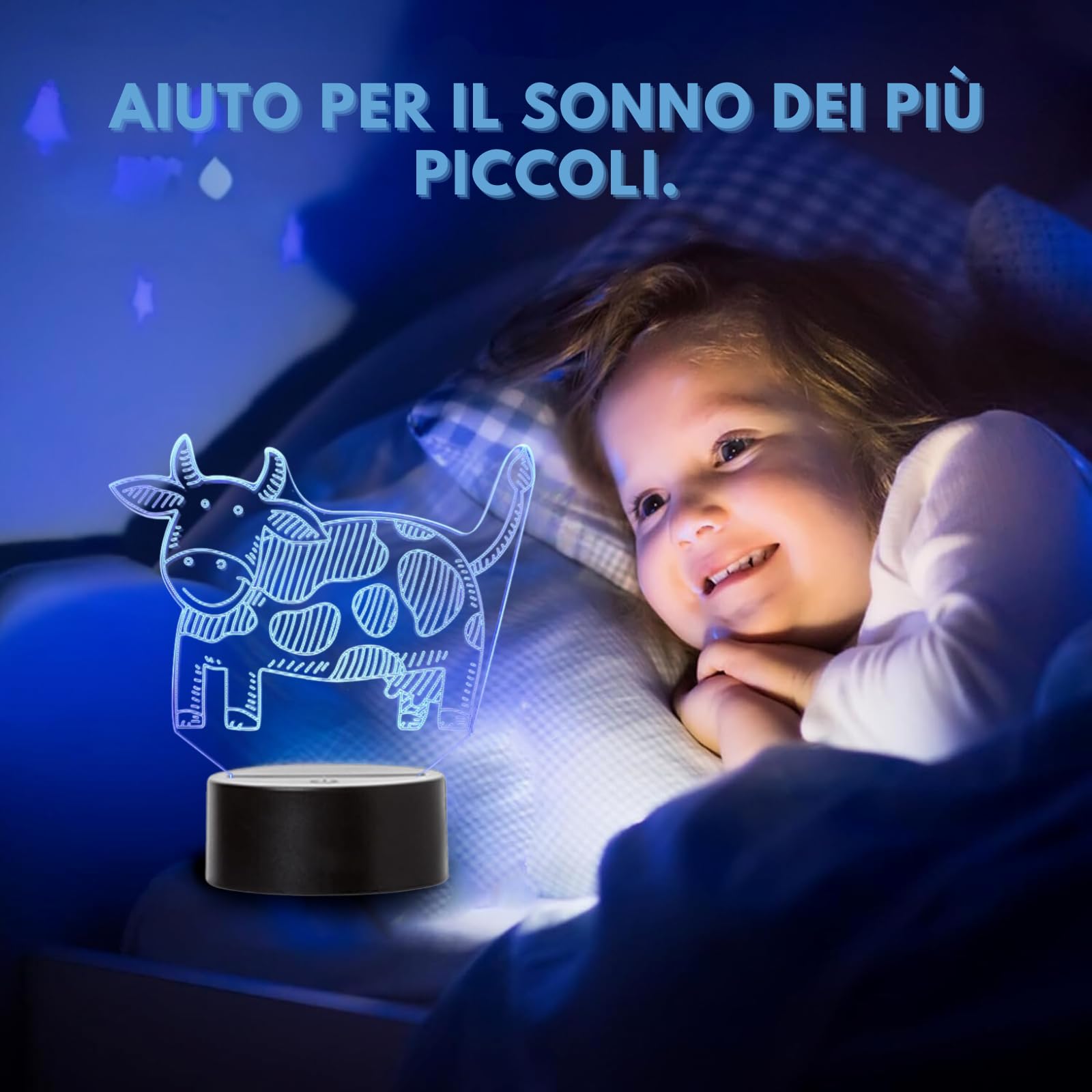 Neioaas Lampada da tavolo a forma di mucca, piccola luce notturna