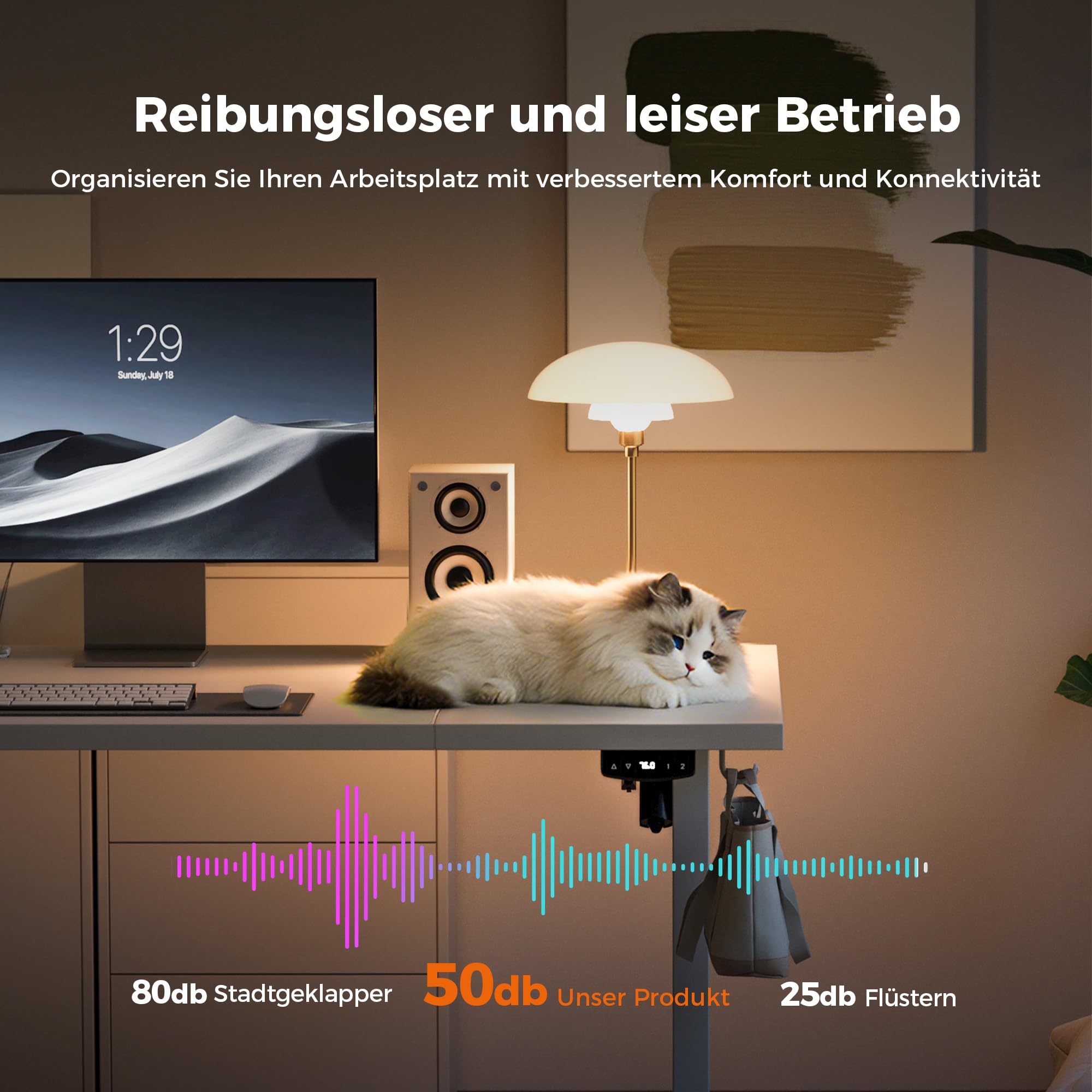 Agilestic Höhenverstellbarer Schreibtisch elektrisch 160x80 cm, Weiß