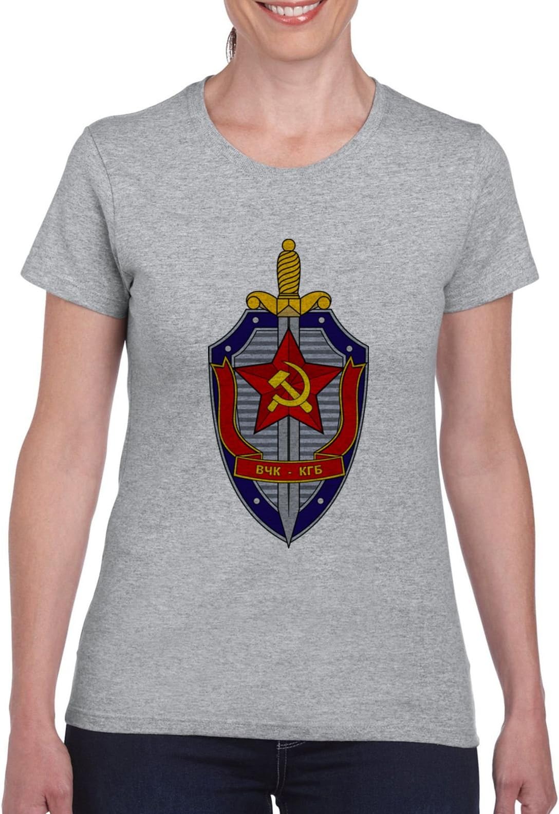 Russian KGB soviet inteligent agency vintage ussr coat of arms women t shirt