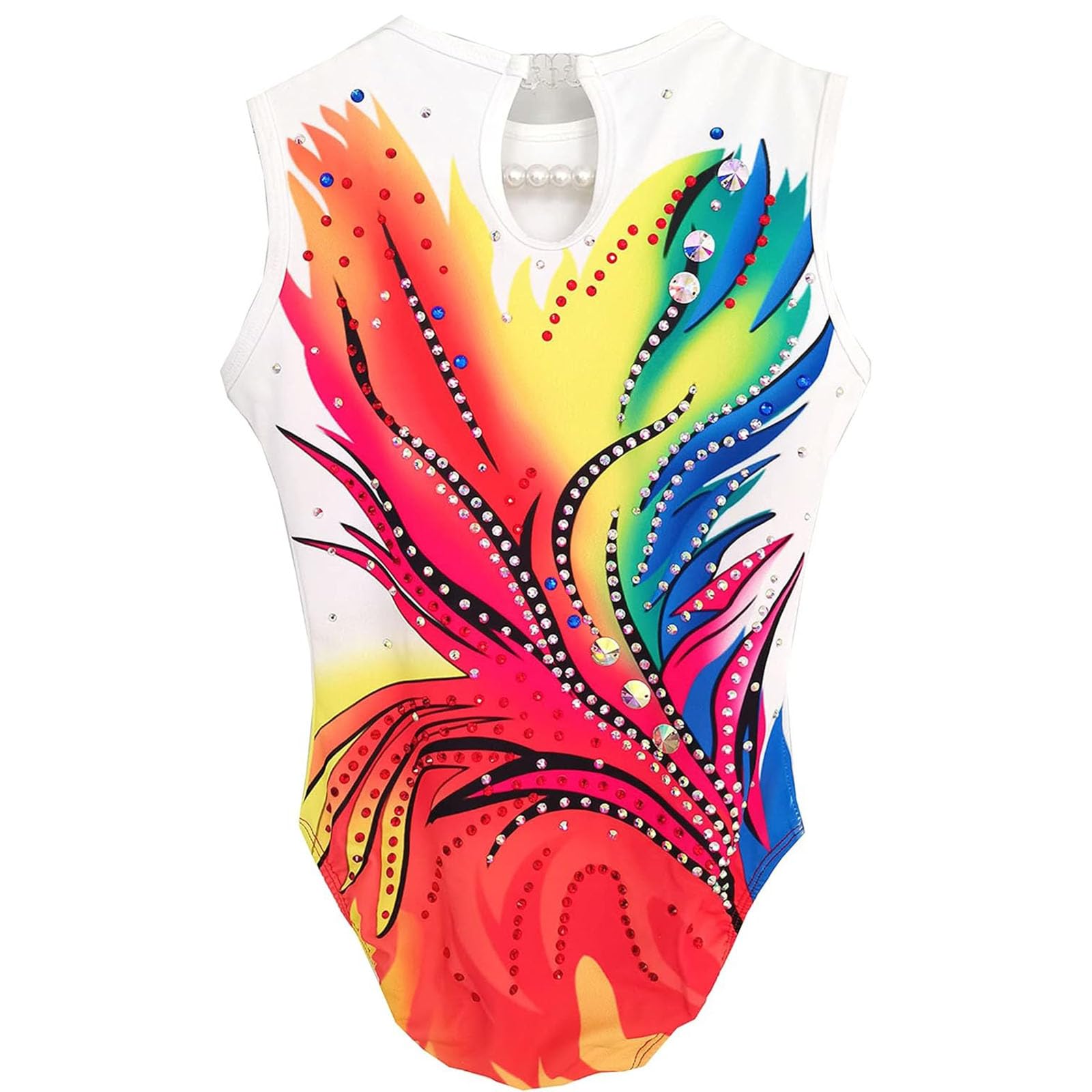 purpleq Gimnasia Rítmica Maillot de Patinaje Competición Traje de Baile Leotardos Entrenamiento Atlético Niña con Pedrería Brillante Disfraz de Bailarina Competición