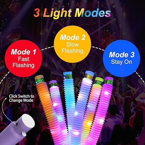 Miniatura 3 de Tubos para la ansiedad con luz para niños, 12 paquetes de suministros de fiesta que brillan en la oscuridad, juguetes sensoriales para niños