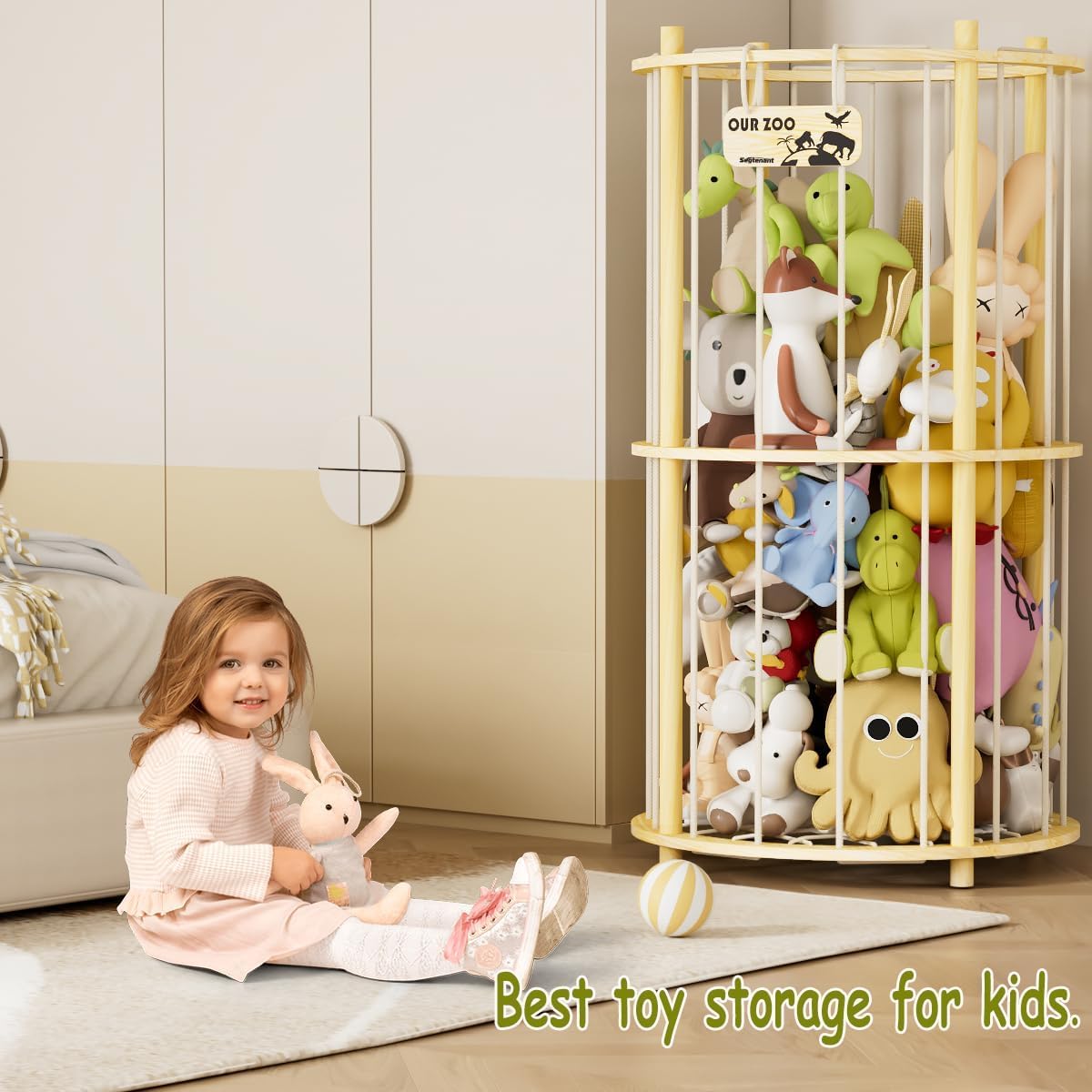 HEYOUTH Plüschtier-Halterung aus Holz, Kuscheltier Aufbewahrung für Kinderzimmer, Spielzimmer und Schlafzimmer