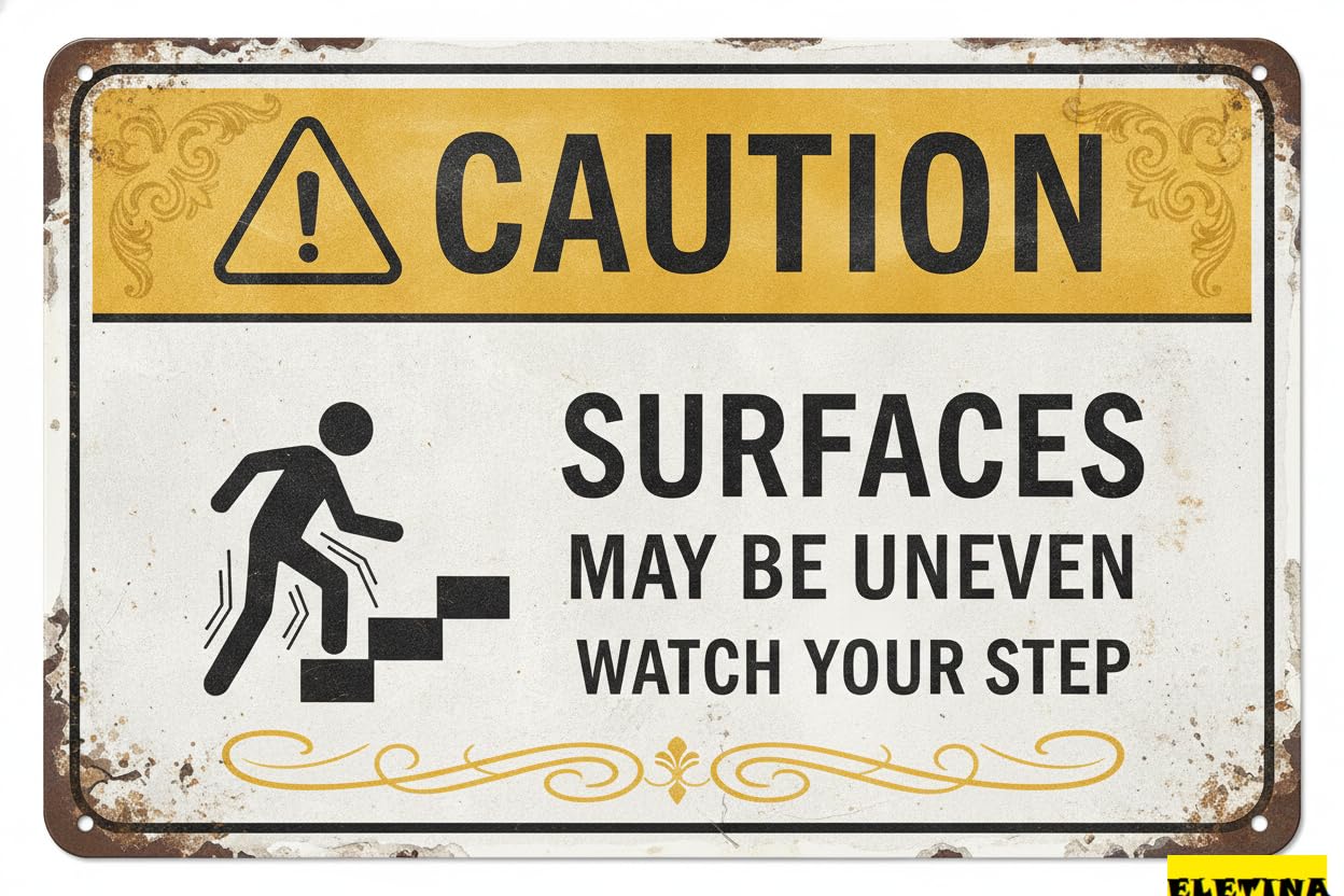 Tin Sign for Man Cave Caution Surface May Be Uneven Watch Your Step Warning S Property,watch Your Step Fence Warning Decorative Outdoor,aluminum Notice Yard Home Outdoor 8x12 Private