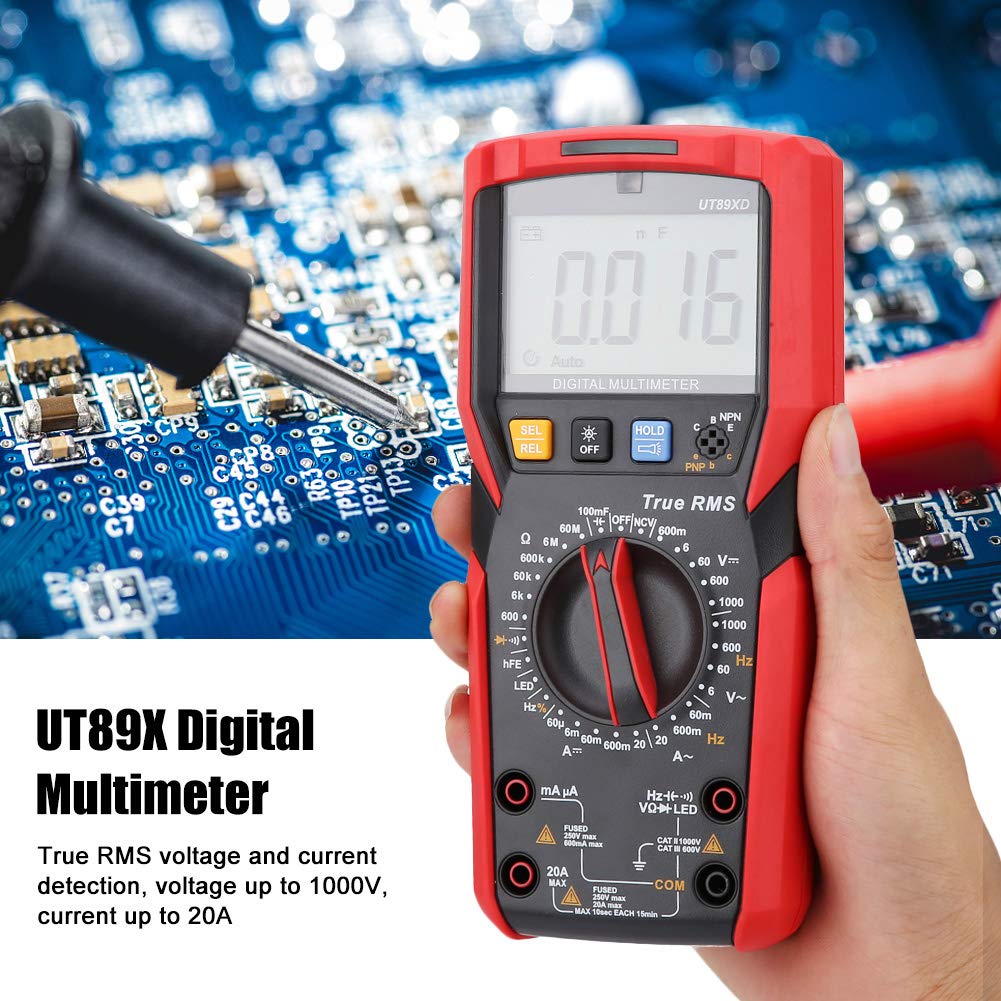 NVC Multímetro Digital Medidor universal digital 89XD probador de tensión con Pruebas de Temperatura Probador de Amplificador Voltio corriente CA/CC, capacidad