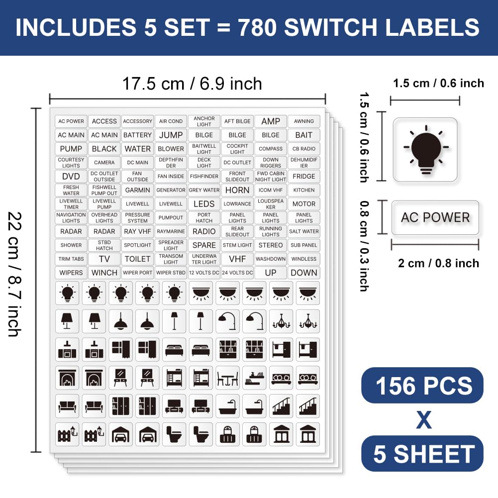 GOMAKERER 780 Pcs Light Switch Sticker Labels - Image 2