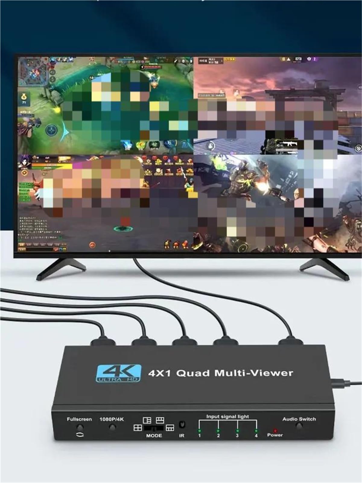 Switcher HDMI multi-viewer 4K 4x1 Quad, splitter in tempo reale, schermo quadruplo senza soluzione di continuità, adattatore switch 4 in 1 out facile da usare