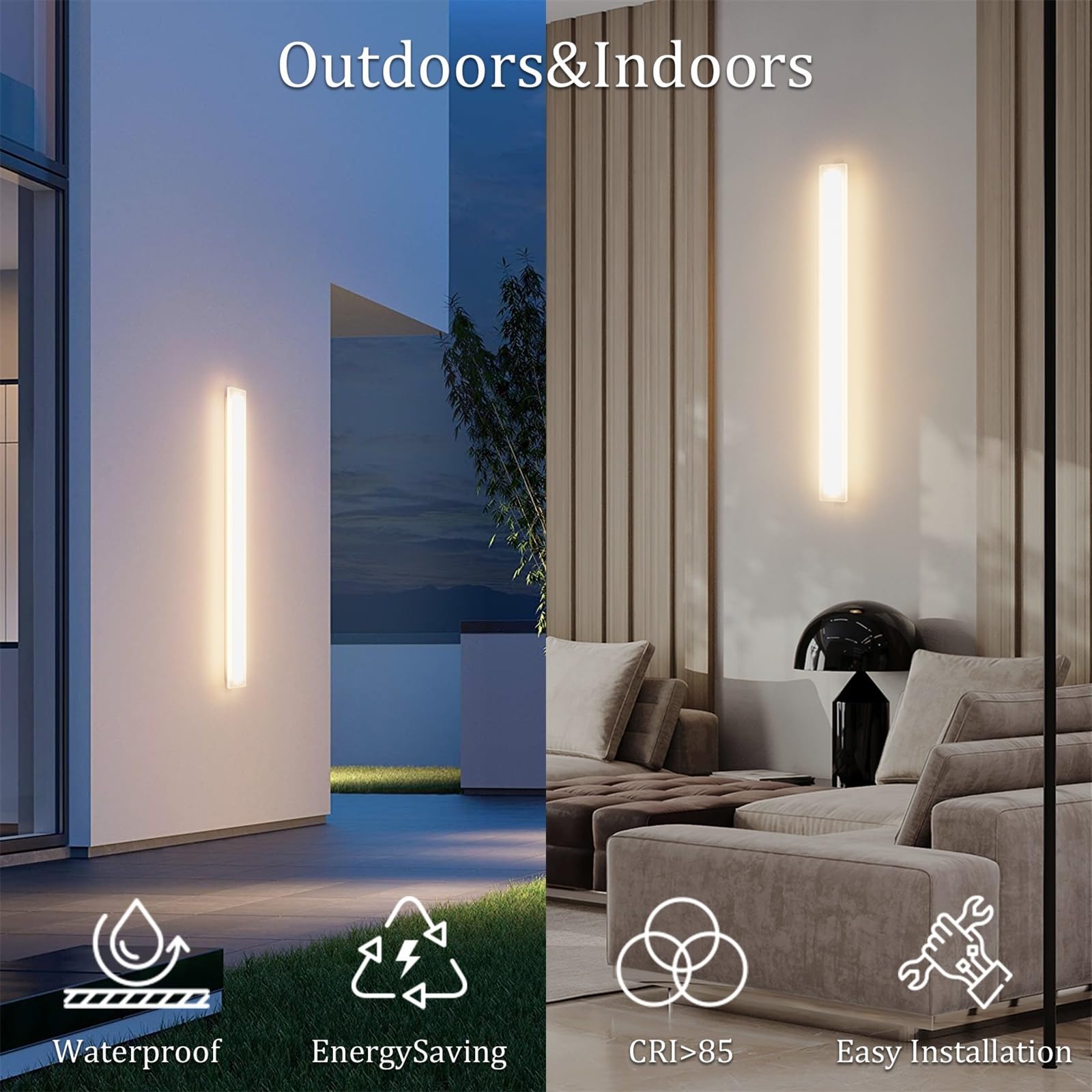 Snapklik.com : Coinmit 2 Pack 39.4In Long Outdoor Wall Light,Modern ...