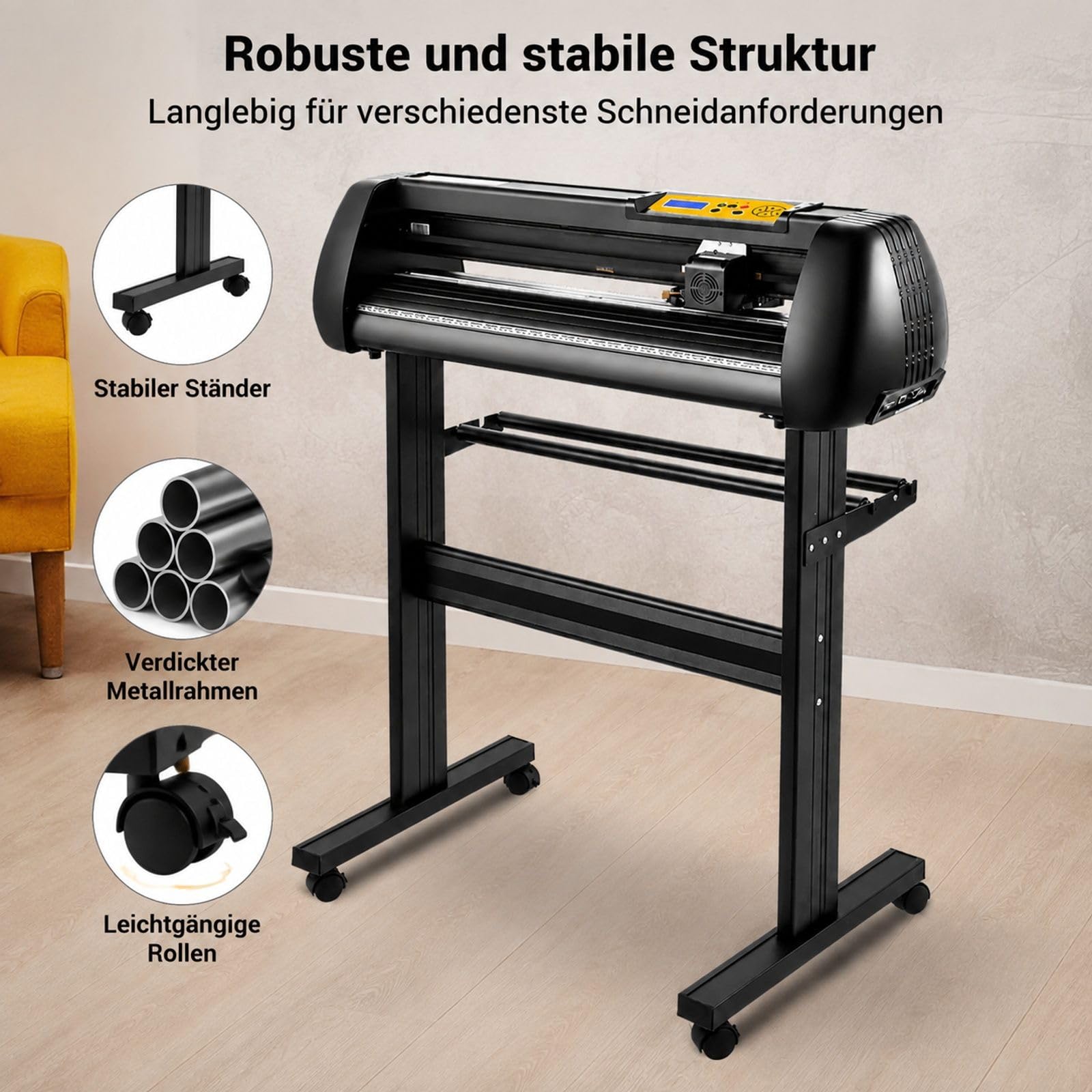 Vinyl Schneideplotter mit LED Anzeige, Bodenständer, fünf Rollen und manueller Kontur für Beschriftungsfolie