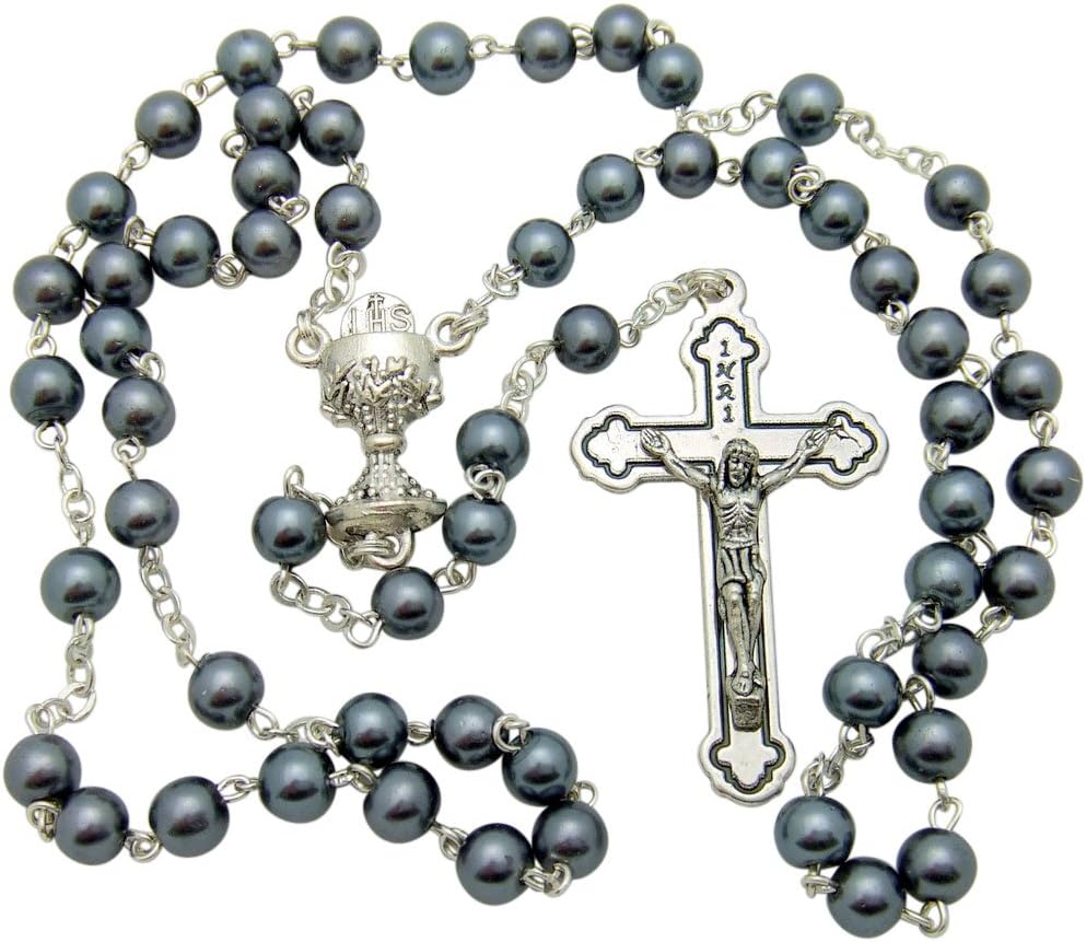 Westman Works First Holy Communion Rosary Beads with Metal Crucifix & Center for Boys or Girls
