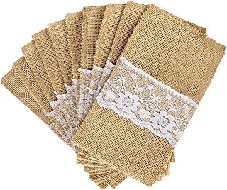 Haudang Lot de 50 couverts en toile de jute naturelle pour mariage, 21 x 11 cm