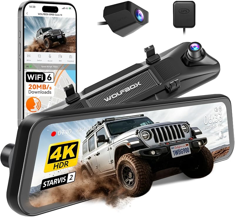 wolfbox g930 mirror dash cam review