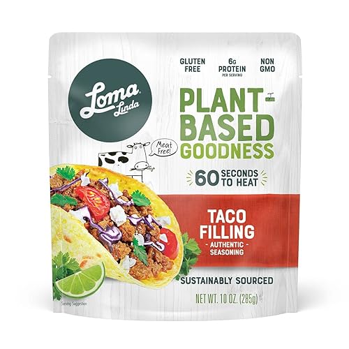Loma Linda Blue Solución de comida basada en plantas Relleno Taco 10 oz Paquete de 6 Sin OGM sin gluten