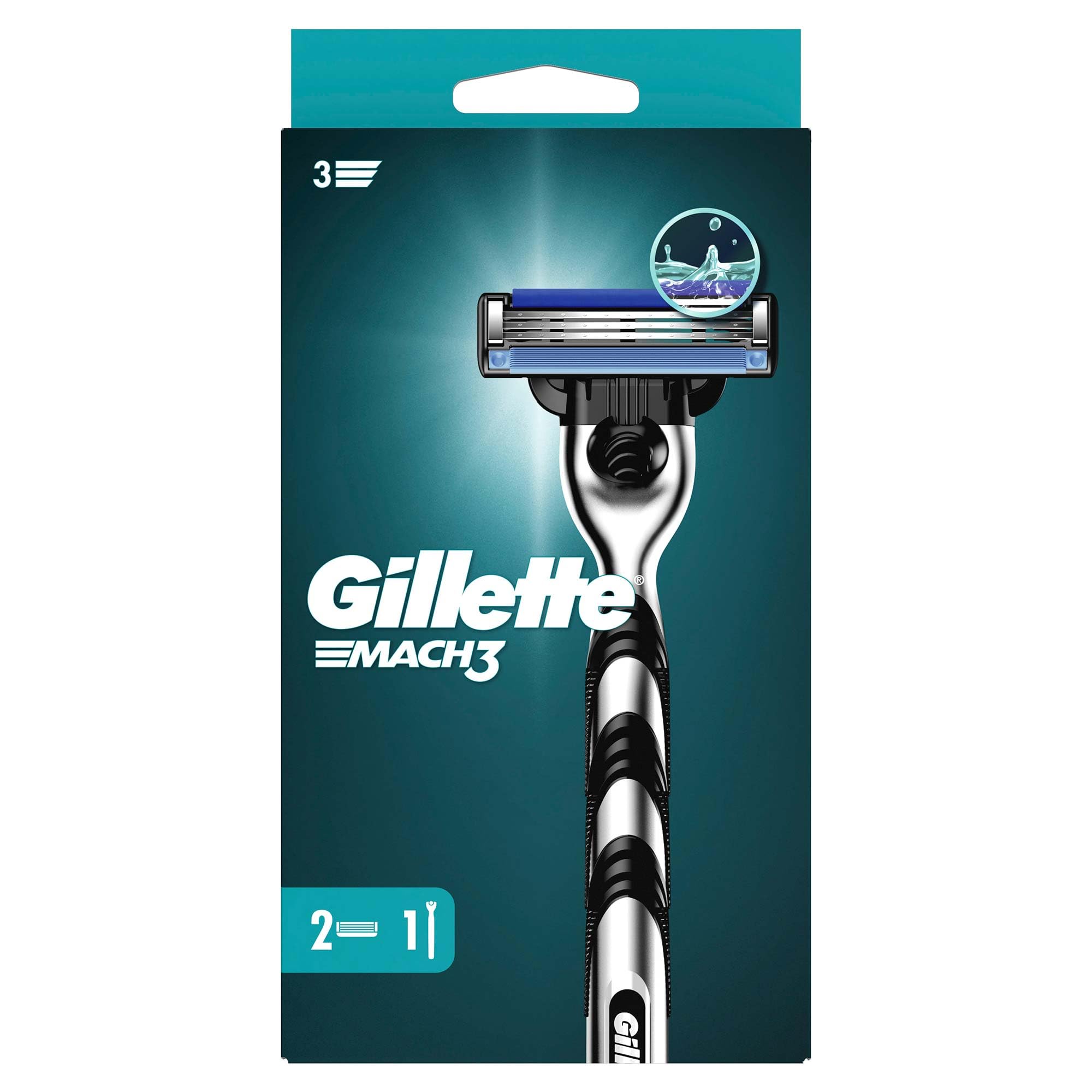 Gillette Mach3 Men's Razor, Handle & 2 Blade Refills