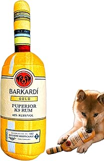 Funny Squeaky Dog Toy Plush with Crinkle Sound - Alcohol Bottle Design with Durable Mesh Lining for Small, Medium, and Large Dogs, Machine Washable