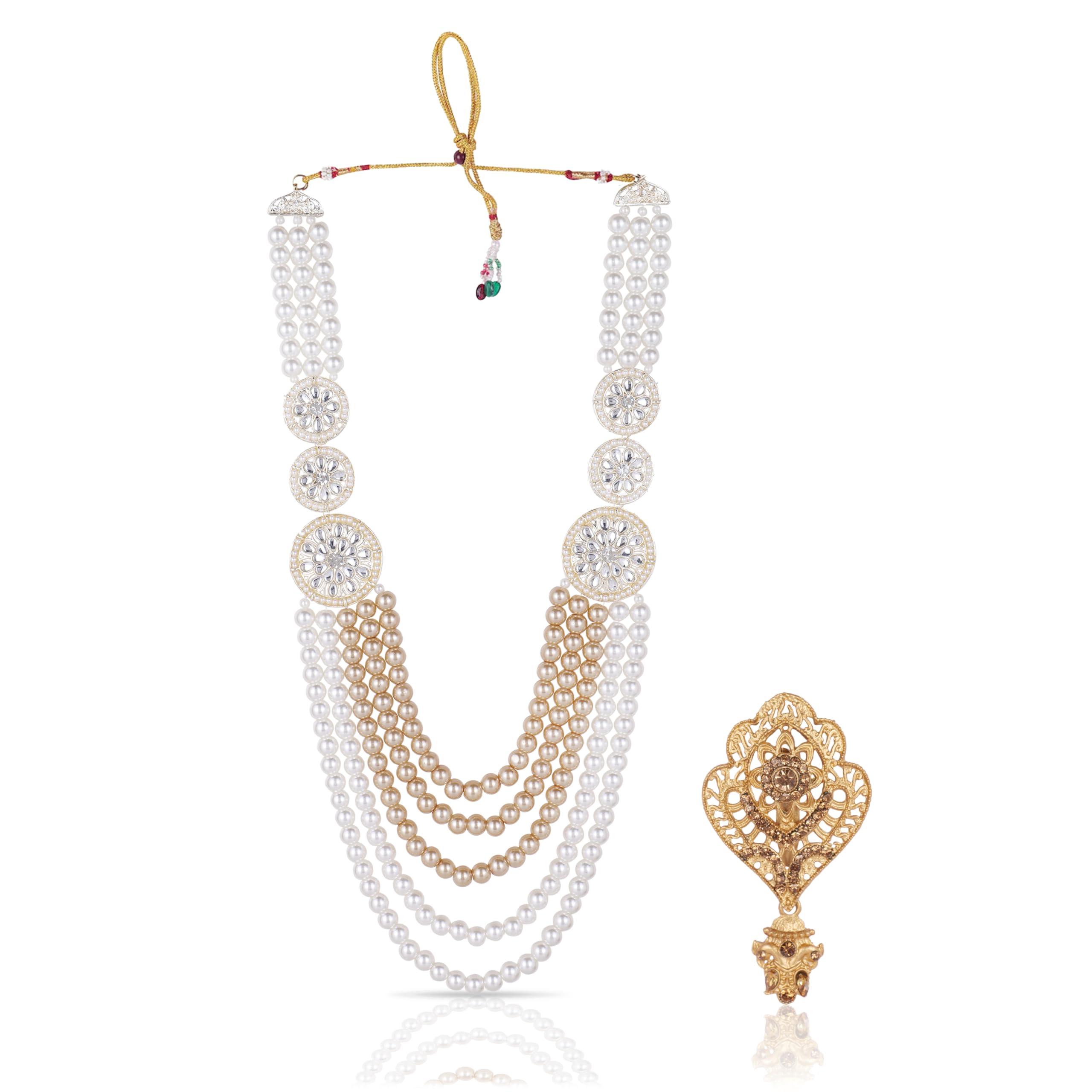 Elegant Groom Sherwani Mala with Statement Brooch-image-2