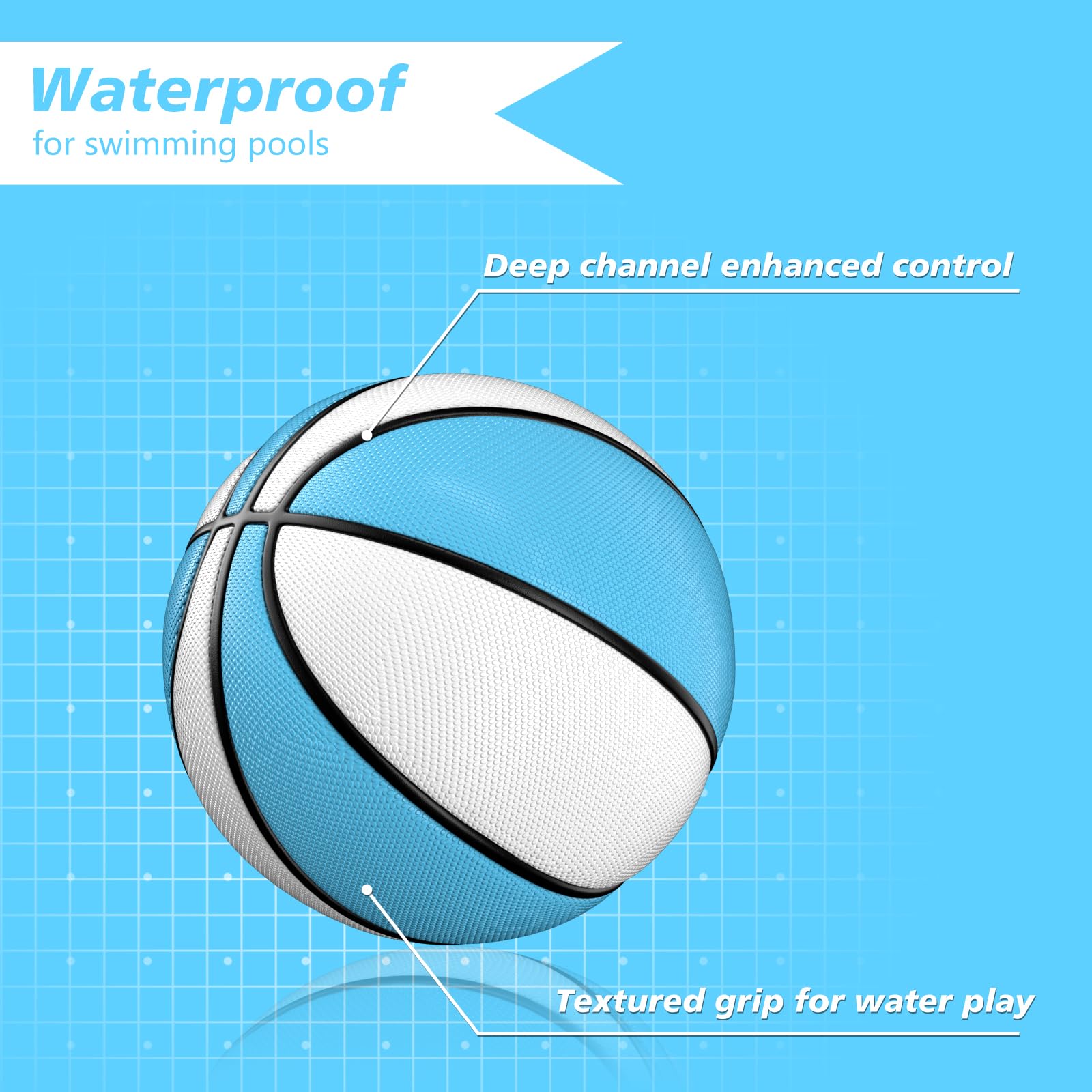 2 Pack Pool Basketball - Choose Between Size 3 and Size 6, Waterproof Ball with Anti-Slip Grip, Sturdy for Swimming Pool Basketball Hoops & Games