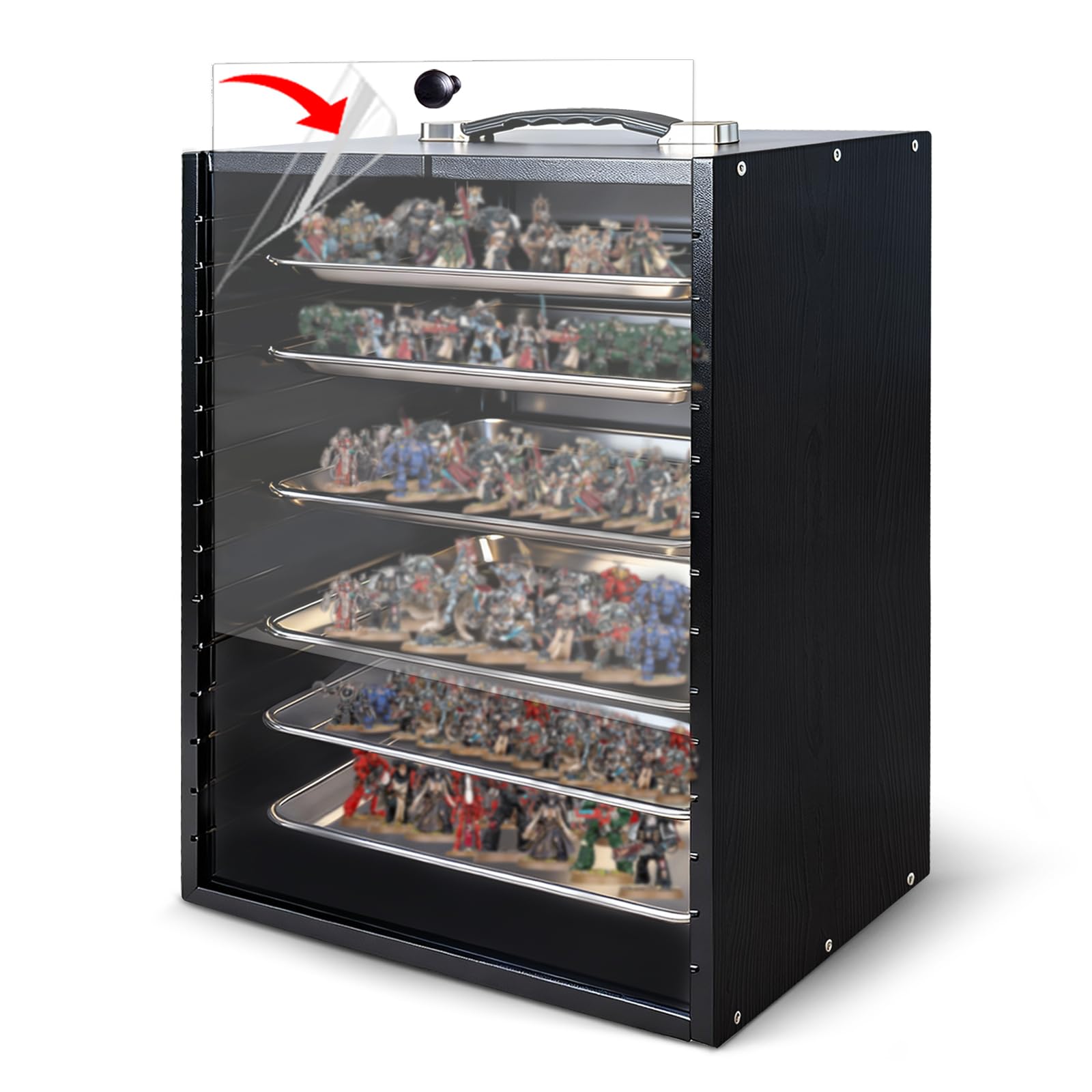 Mallette de transport miniature pour objets de collection, miniatures en bois - Mallette de rangement et de vitrine pour figurines et figurines d'action - Mallette de transport et d'affichage portable