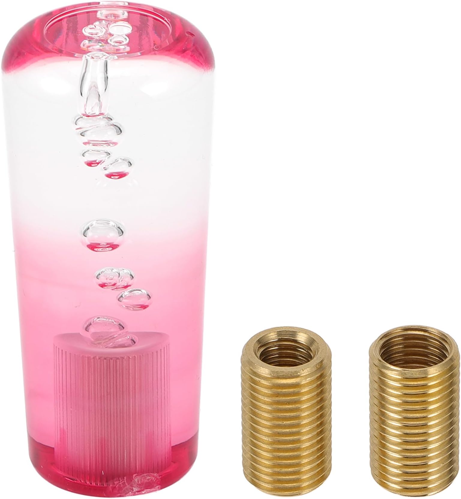 Round Crystal Shift Knob, 10cm Universal for Automatic and Manual Vehicle Gear Shifter Knob with 2 Adapter Acrylic Clear Pink, 1 Set