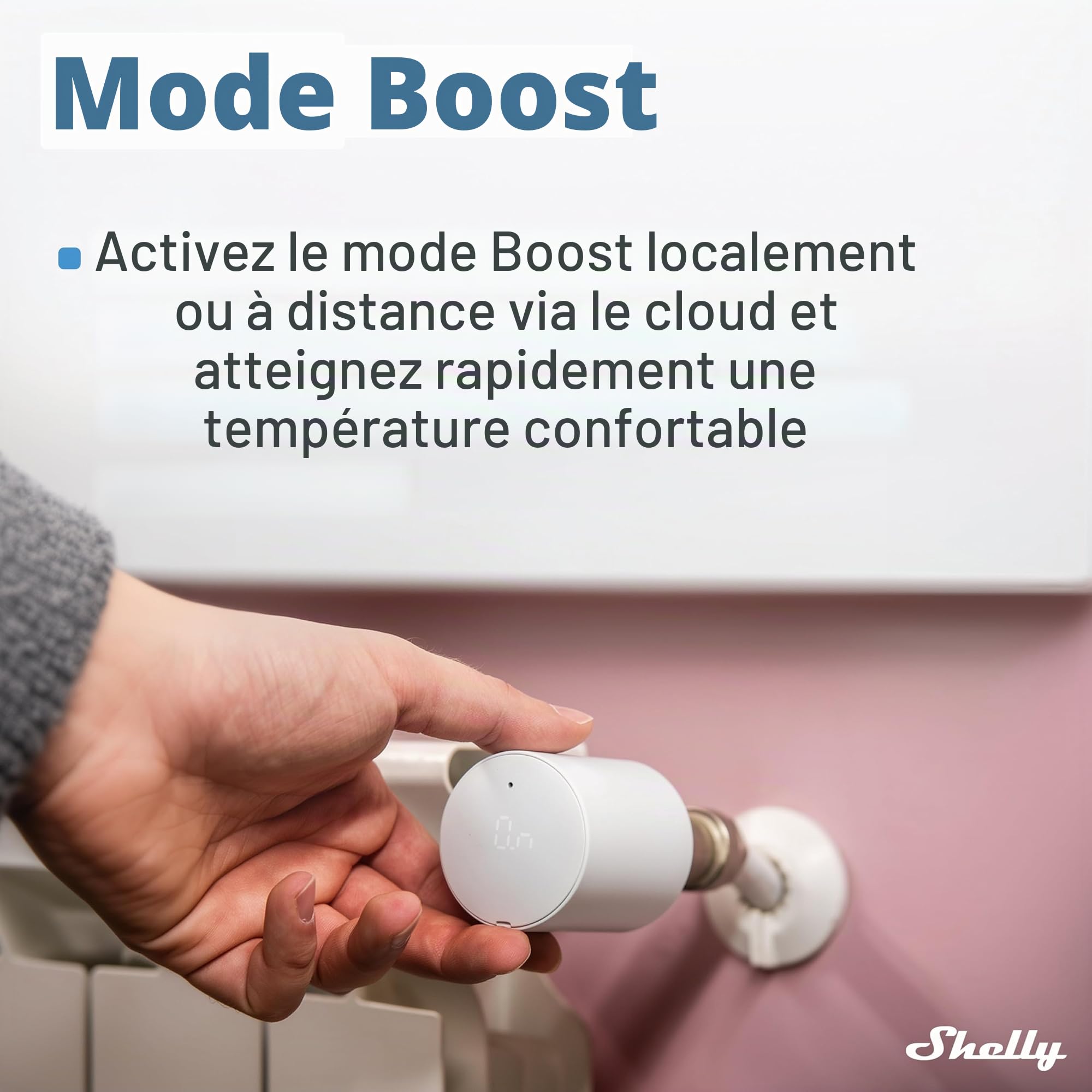 Shelly Blu TRV & Shelly Blu Gateway Gen3 - Tête thermostatique connectée Zigbee et Bluetooth avec Passerelle BLE (USB-A), Commande à Distance par app, Écran Rotatif