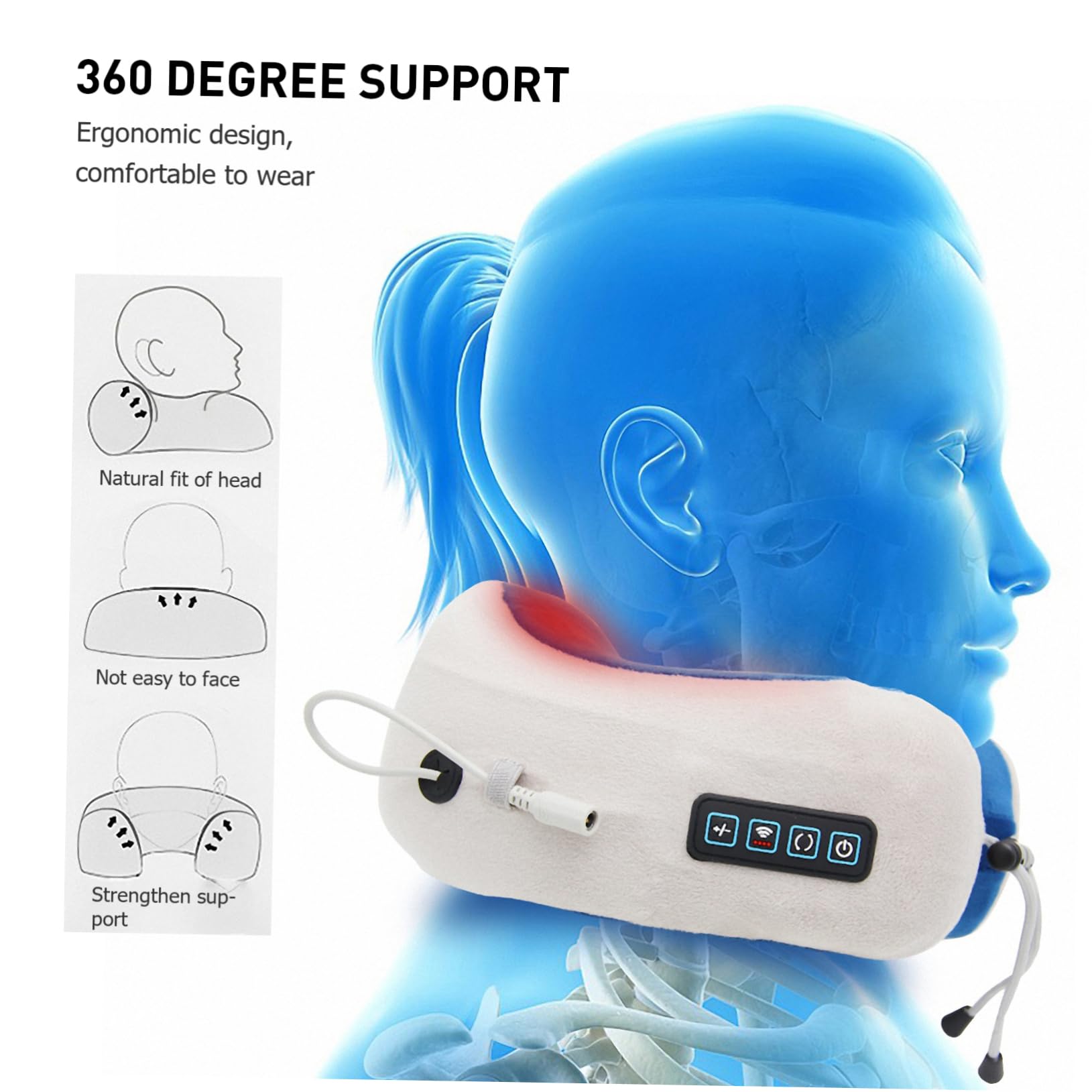 U-förmiges Nackenmassagegerät mit 3, 7 W, Stoff, Blau