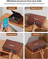Vista 5 de BILLCONCH - Caja de seguridad para pistolas con biometría - Caja fuerte para pistola de 4 vías de acceso rápido con huella dactilar/teclado digital