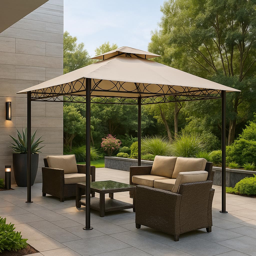 Decor Space Telo di ricambio universale per gazebo con Air vent copertura in tessuto poliestere 180 gr (3 x 3 mt, Ecrù)