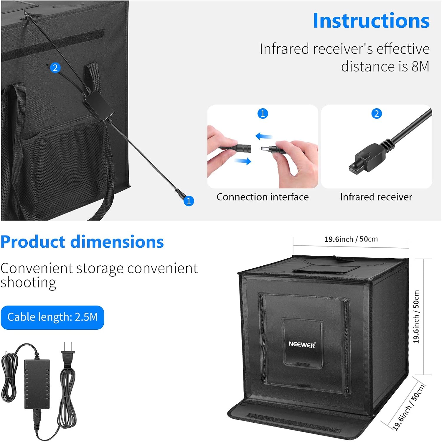 Suреr Dеаl Prоduсt Neewer Photo Studio RGBW Light Box with Infrared Remote Control, Foldable Table Top 20 inches/50cm Shooting Tent with 72 RGBW LEDs/Adjustable 2-30W/6000K-6500K/4 Colors Backdrops TOP оƒƒERS Neewer Photo Studio RGBW Light Box with Infrared Remote Control, Foldable Table Top 20 inches/50cm Shooting Tent with 72 RGBW LEDs/Adjustable 2-30W/6000K-6500K/4 Colors Backdrops