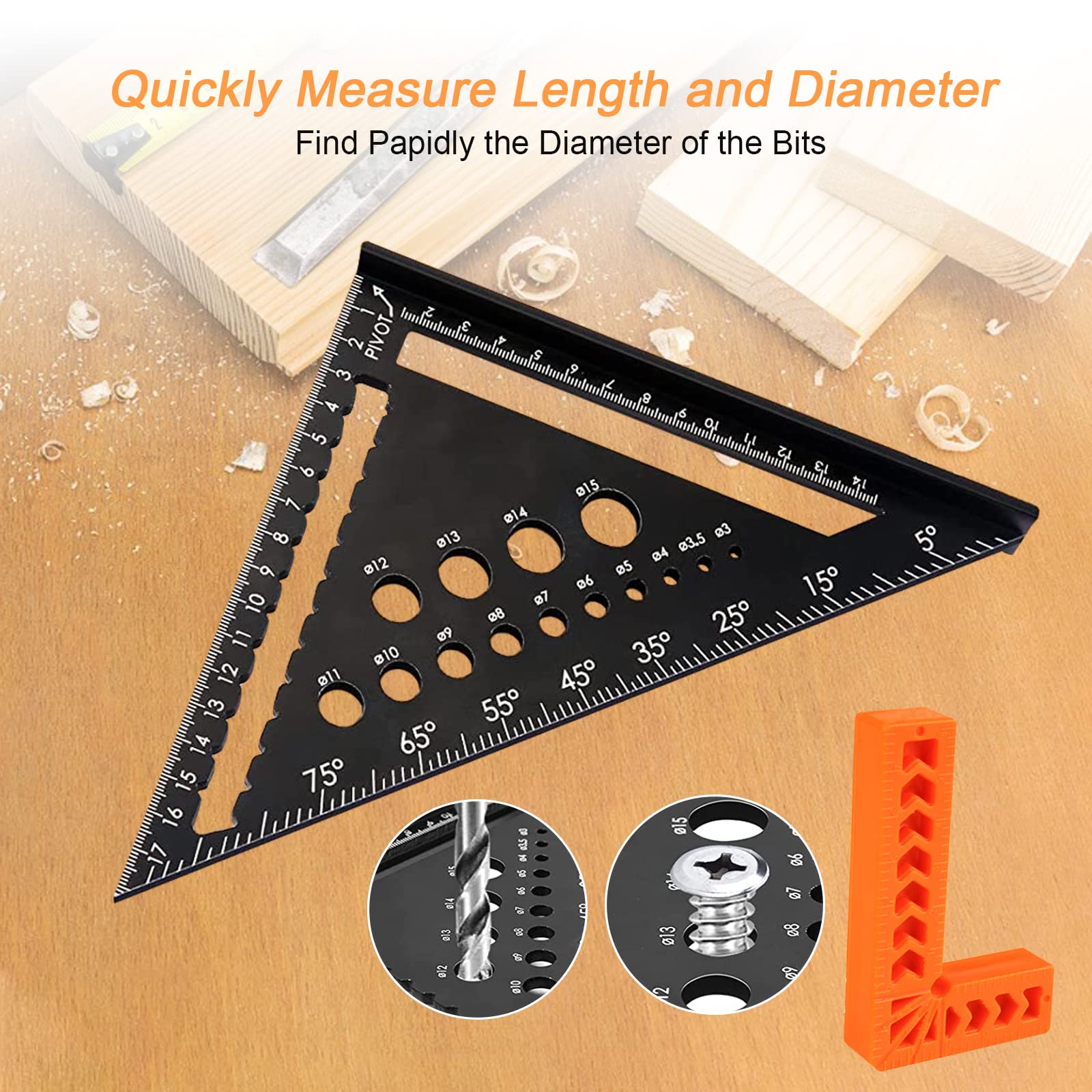 Squadra Da Falegname In Alluminio - Multifunzione Per Misurazioni E Tracciature - Foto 6