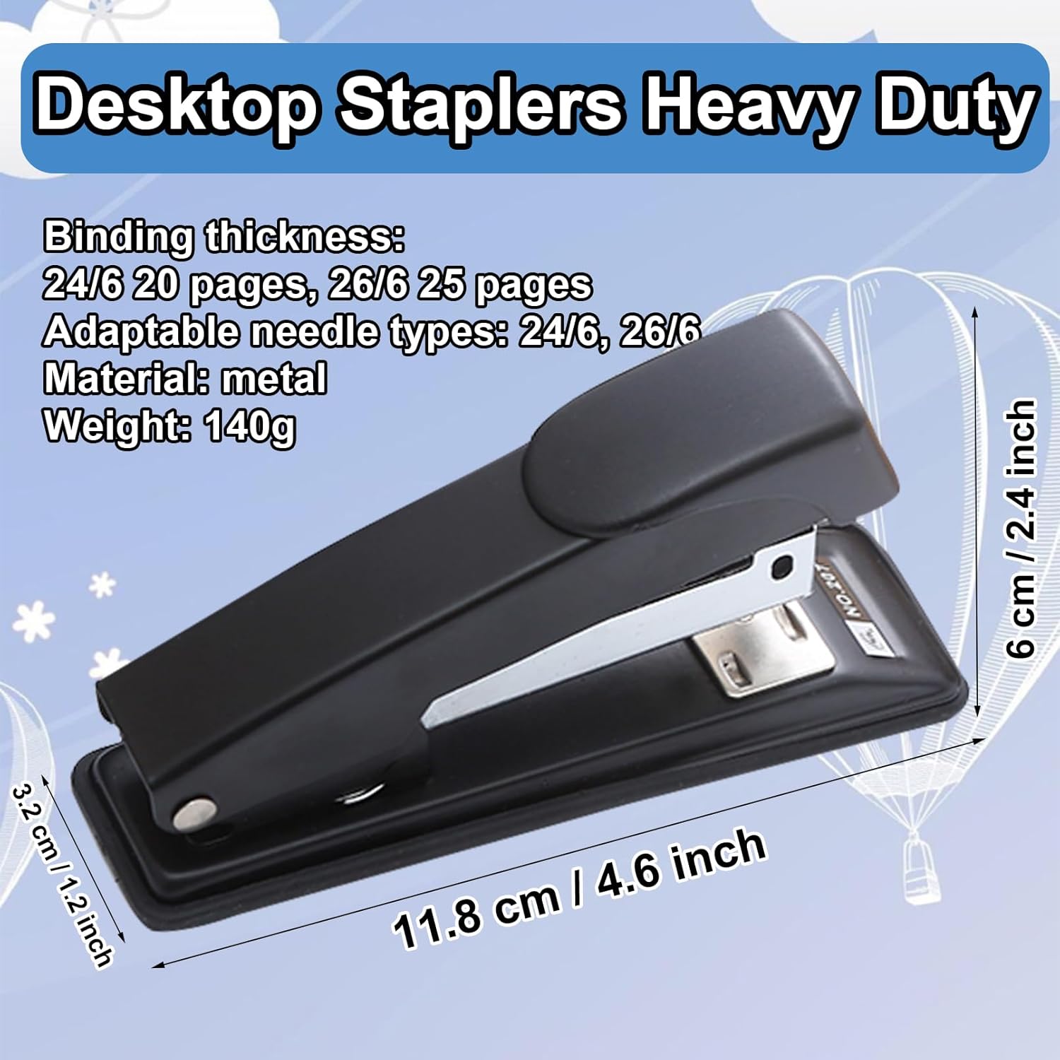 2 Pieces Stapler, 25 Sheet acity Staplers Standard Staples,