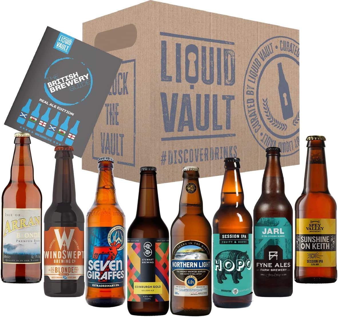 Scottish Real Ale Discovery Beer Box by Liquid Vault, A Mixed Case of 8