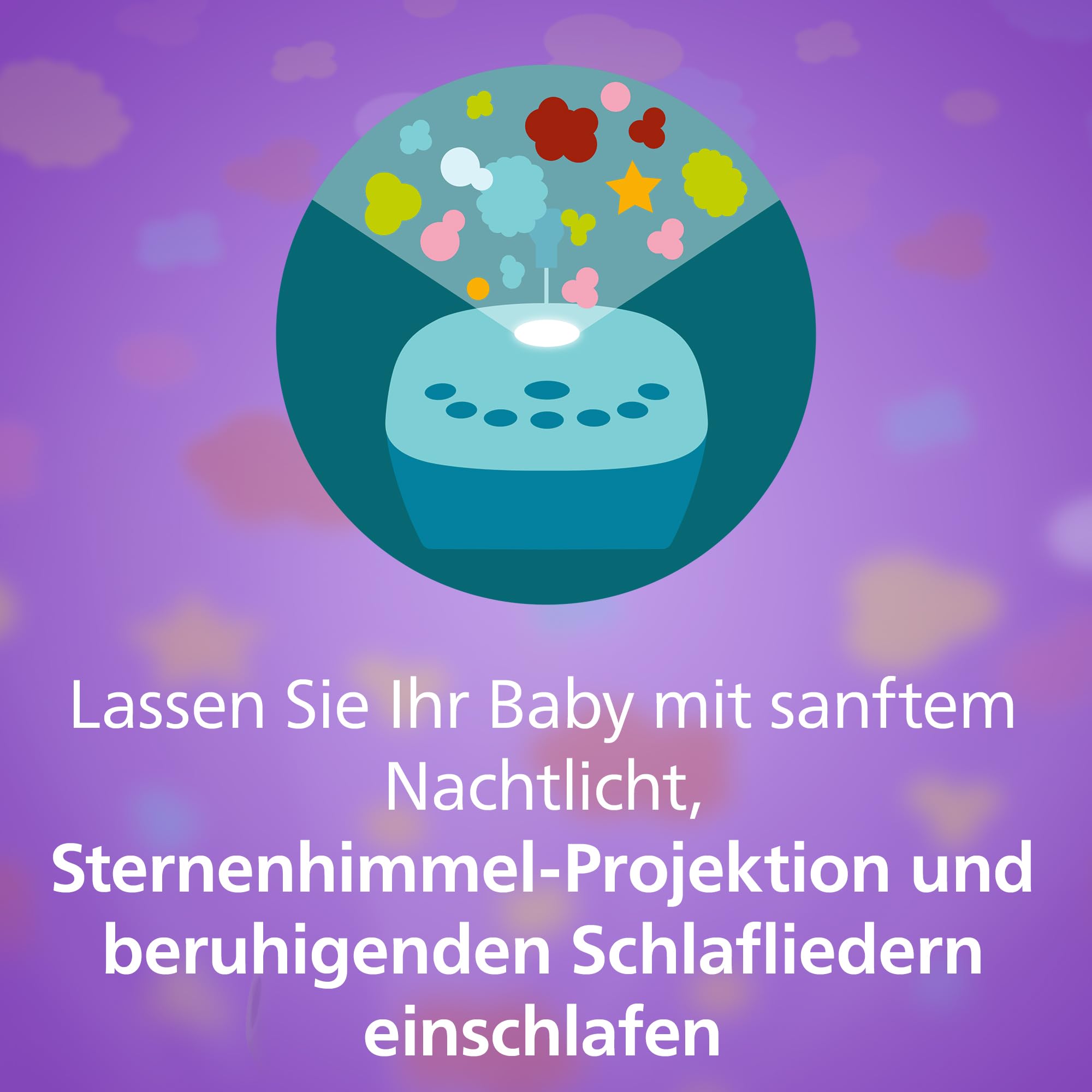 Philips AVENT Audio Babyphone, DECT-Technologie, Eco-Mode, Sternenhimmel, Gegensprechfunktion, Schlaf- und Nachtlieder, 18 Std. Laufzeit, maximale Reichweite, weiß (Modell SCD733/26)