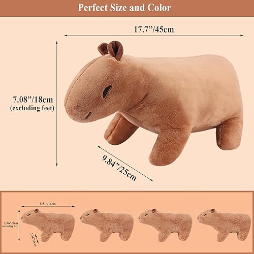 Miniatura 2 de Capybara - Mamá de peluche con 4 peluches de bebé Capybara, 5 piezas de almohada de felpa de Capybara, almohada suave para abrazar para niños y
