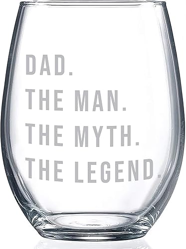 Regalos para papá | Regalo de copa de vino para papá - Papá. El hombre. El mito. La leyenda. Regalo perfecto de cumpleaños o día del padre para papá